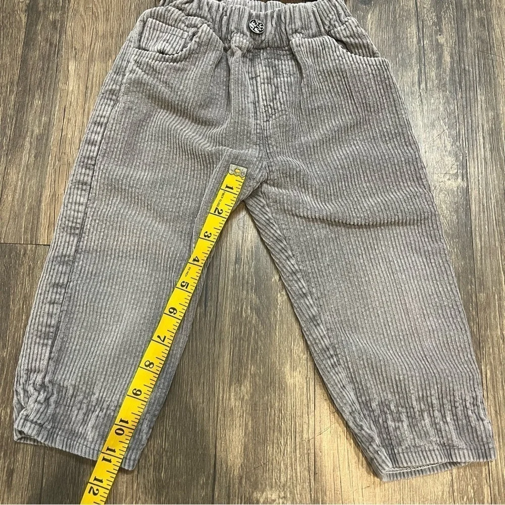 Kids Button Down Gray Knitted Cardigan and Corduroy Pants Size 18-24 Months